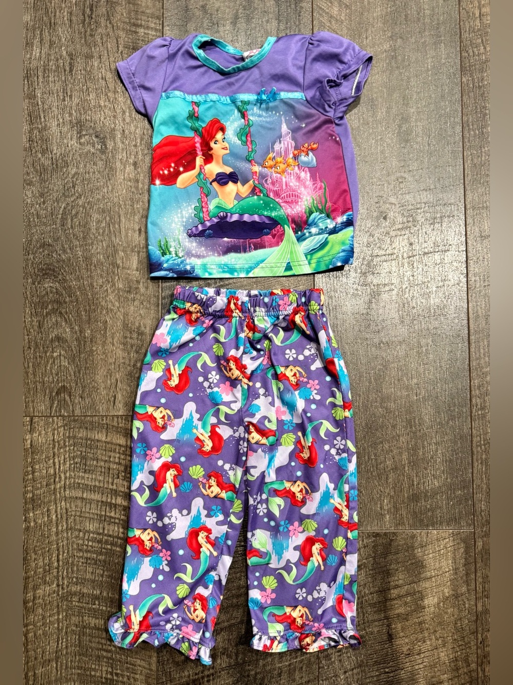 Vintage Disney Princess Ariel Little Mermaid 2 pc Pajamas Baby girl size 24m